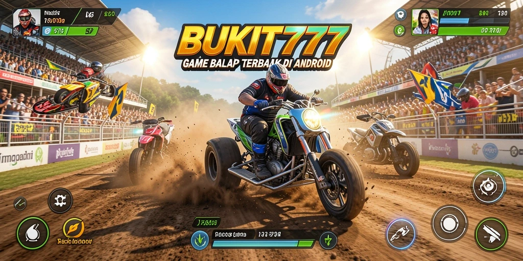 Screenshot gameplay BUKIT777 yang menunjukkan aksi balapan mendebarkan.