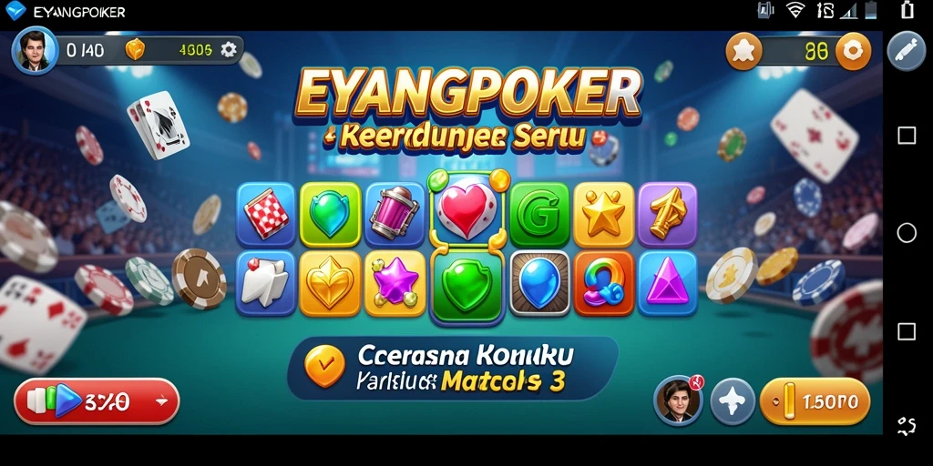 Tangkapan layar gameplay EYANGPOKER yang menampilkan aksi seru Match-3.