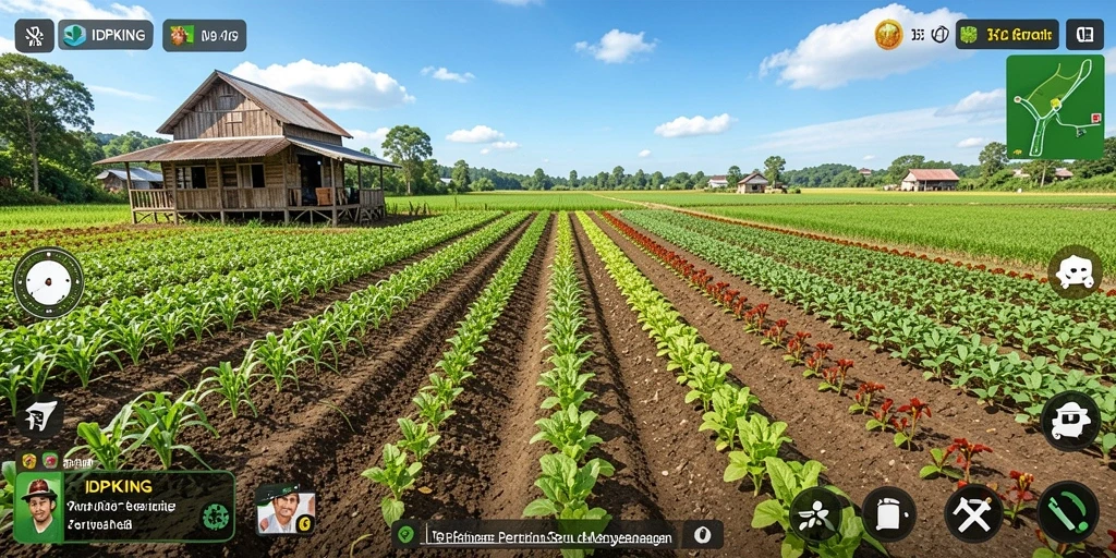 Screenshot gameplay IDPKING menampilkan aktivitas bertani yang seru dan interaktif.